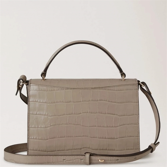 Mulberry Small Lana Top Handle Cashmere Taupe Shiny Small Croc